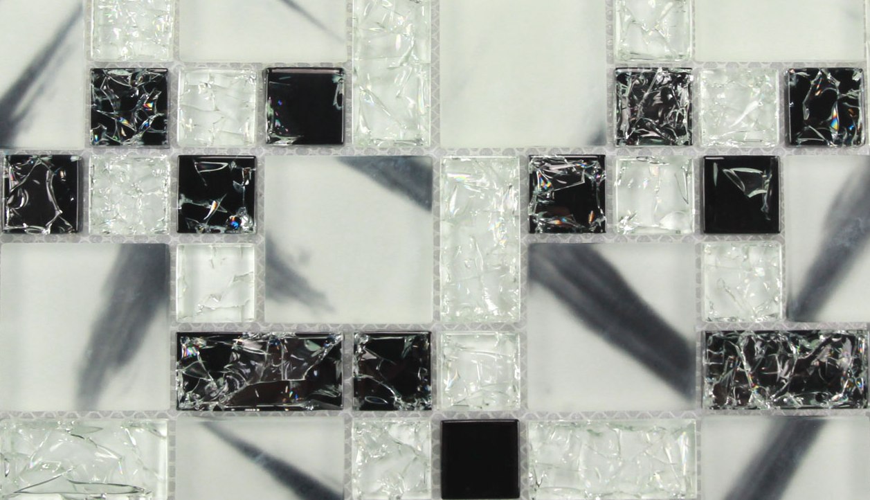 Glasmosaik Porreres Stäbchenmosaik Mosaikfliese metall chrom Optik 29,5x29,5 Bad 