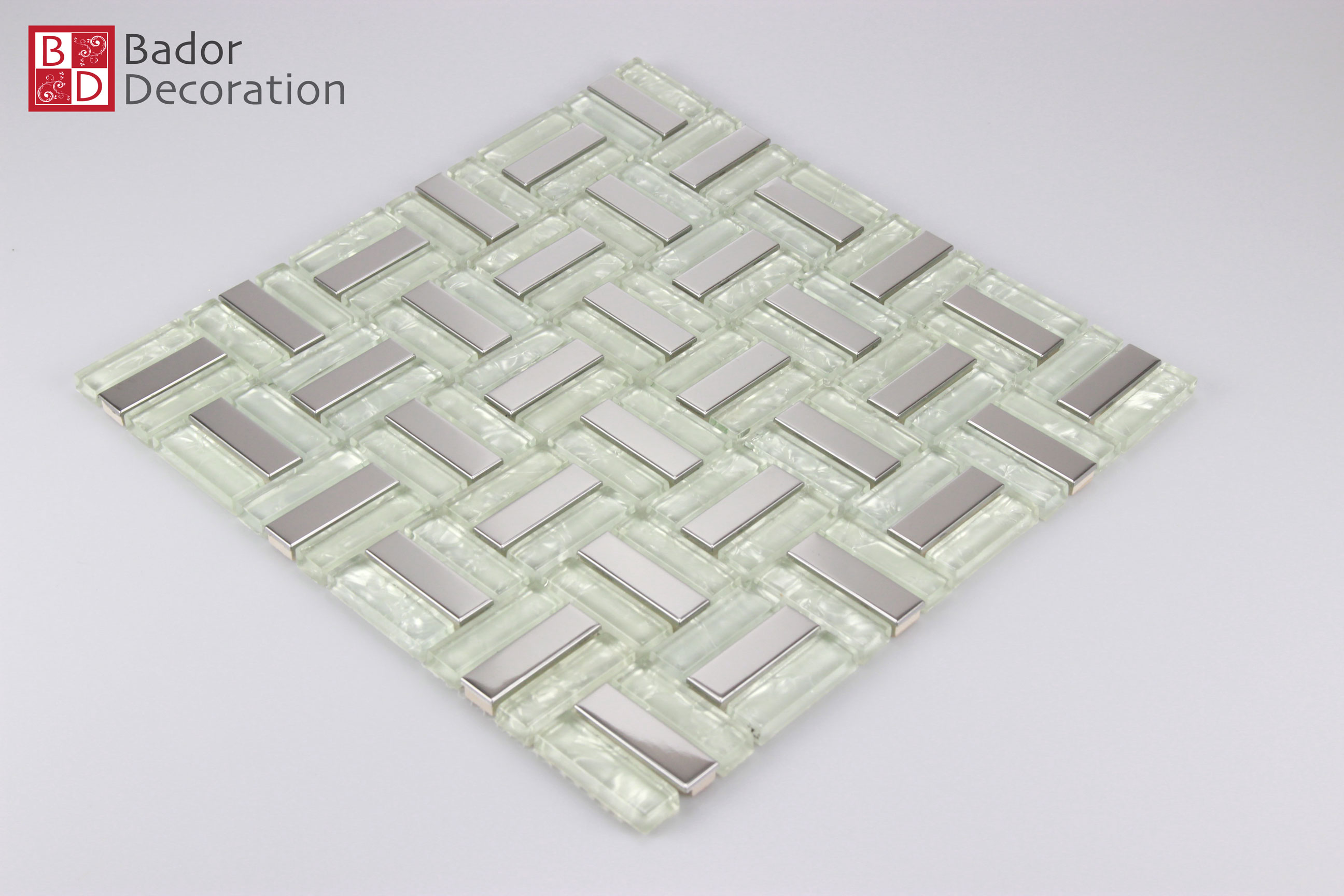 Glasmosaik Mosaikfliesen Fliesen Mosaik Glas Edelstahl Glanzend Silver 30x30 8mm Fliesen